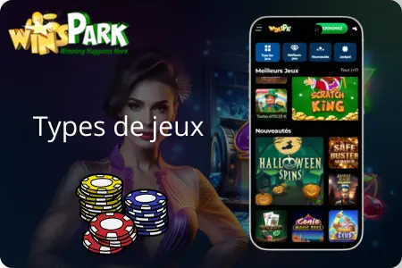 Sélection de plus de 2000 jeux sur Winspark Casino Fr avec machines à sous, jeux à gratter, instantanés et jackpots pour gains rapides avec dépôt minimum 10€ en France