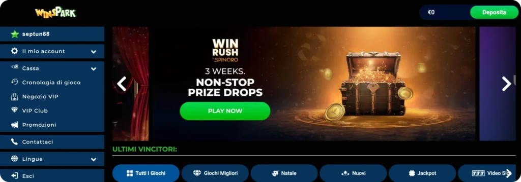 Winspark casino login rapidamente
